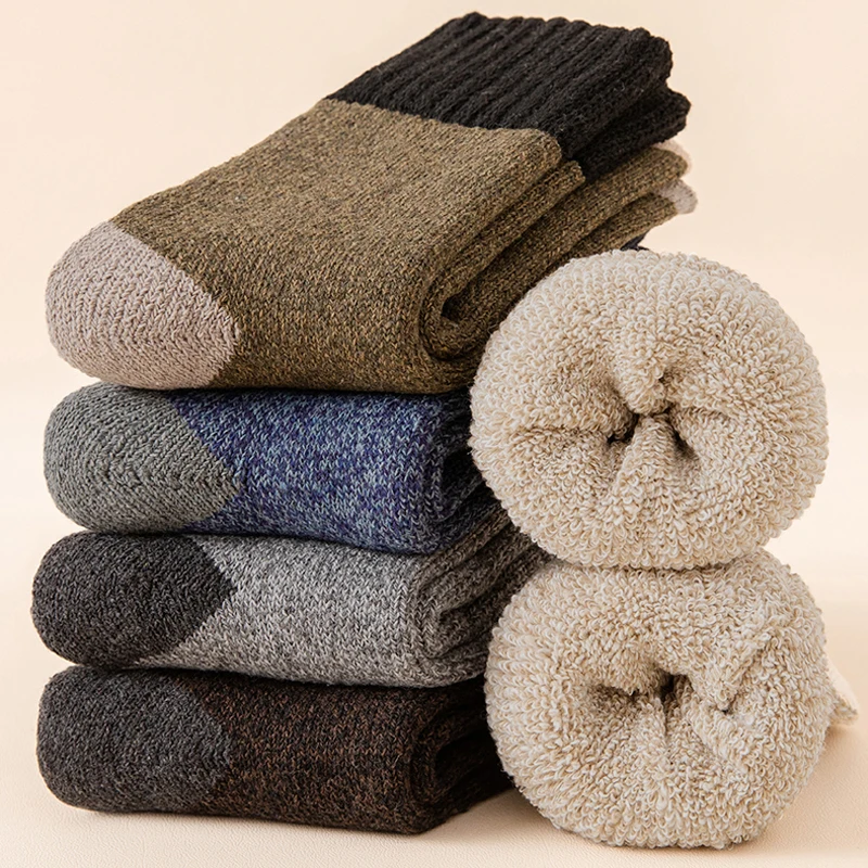 

20 Pieces = 10 Pairs Men's Winter Thicken Wool Socks High Quality Towel Keep Warm Couple Sock Cotton Floor Thermal 38-45