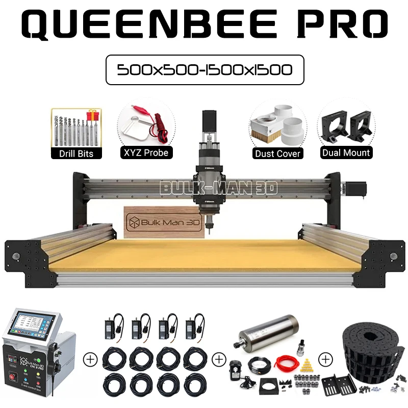 

20%OFF BulkMan3D QueenBee PRO CNC Machine Full Kit with DDCS V4.1 4Axis Offline Control Box 1.5KW Water Cooled Spindle Engraver