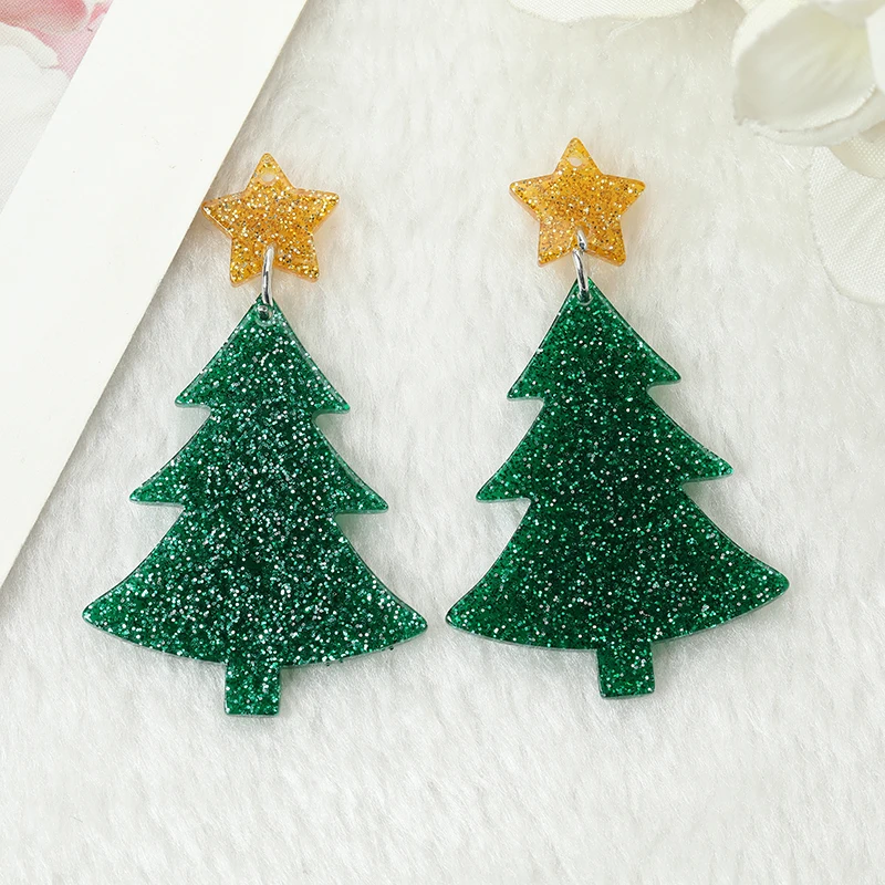 10Pcs/Lot Christmas Glittering Decorations Fashion Acrylic Charms Bells Cat  Accessories For  Jewelry Diy Making