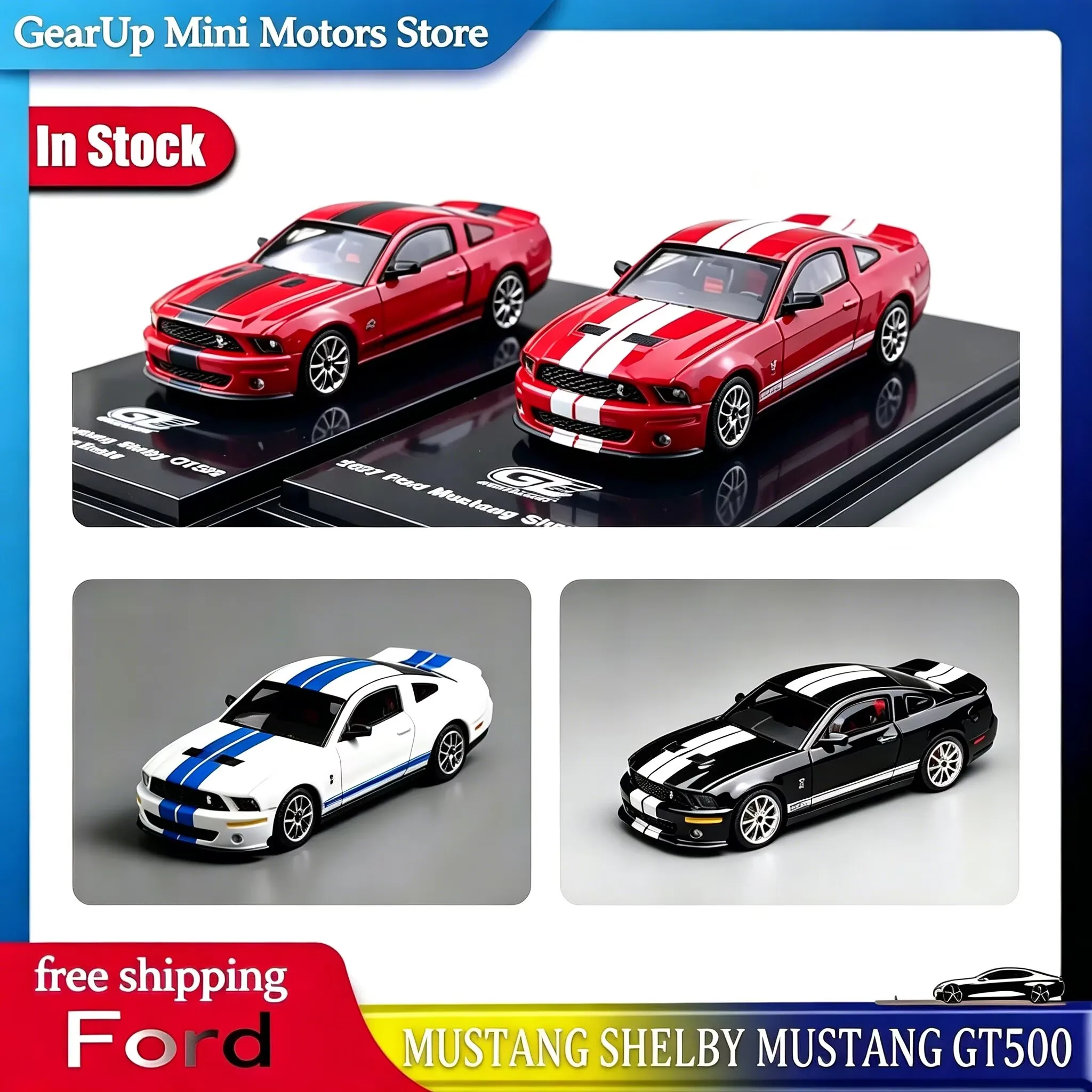 

Mh Greenlight In Stock 1:64 Scale Ford Mustang Shelby GT500 Alloy Diecast Car Model Toy For Collectors Home Display Decoration