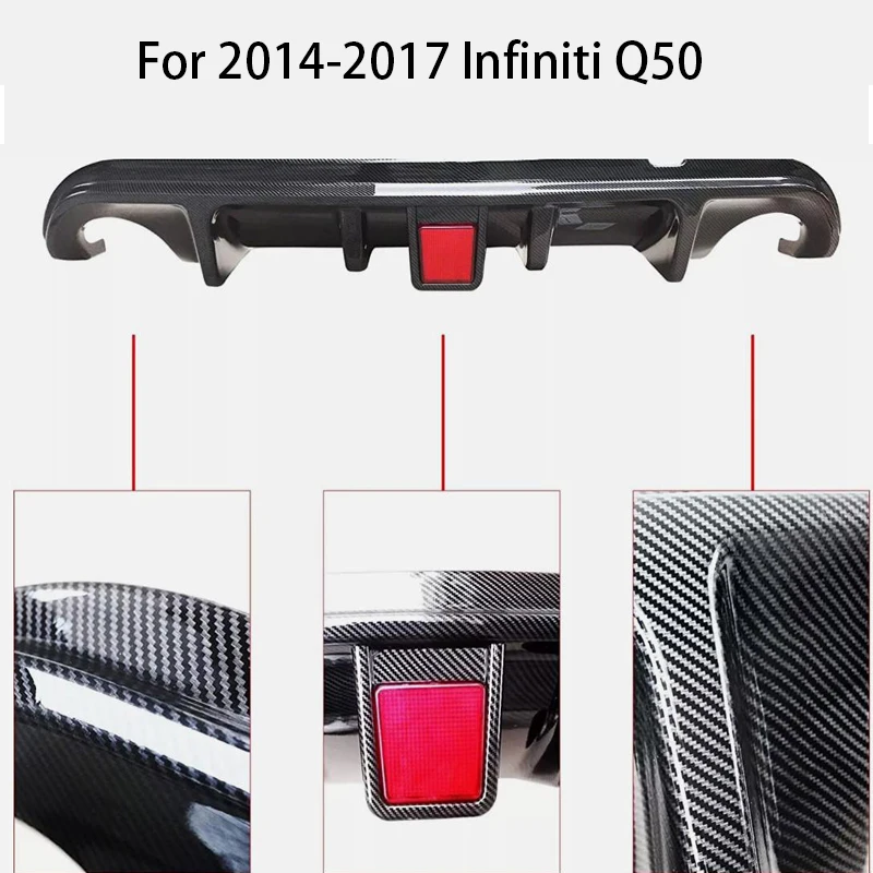 

Rear Bumper Diffuser and Rear Spoiler Fit for 2014-2017 Infiniti Q50 Rear Trunk Lid Spoiler Wing Carbon Fiber Look Tuning Exteri