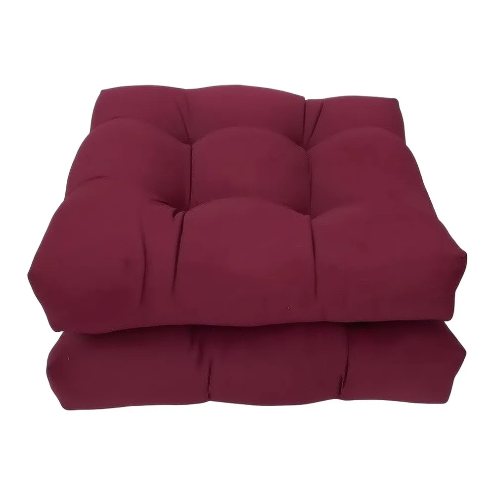 Waterproof Outdoor Chair Cushions 2PCS Tufted Polyester Fabric Elastic Filling for Patio Wood Aluminum Wicker Rattan Chairs