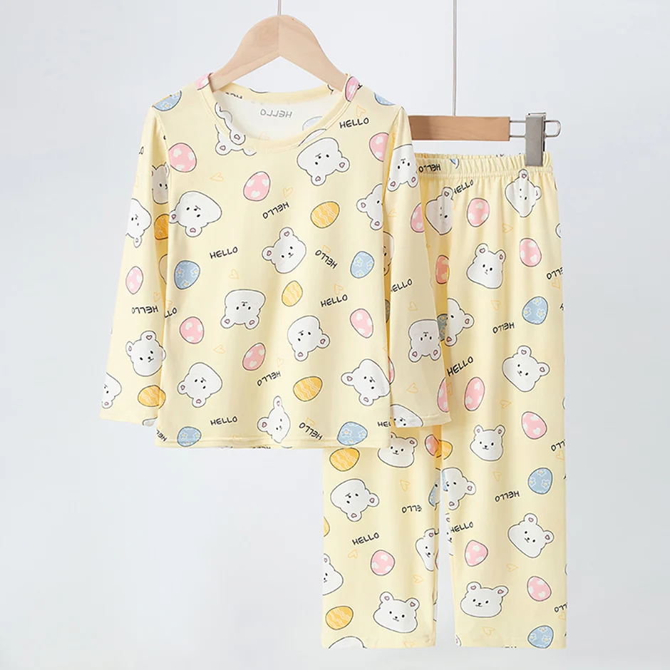 2-teiliges Herbst- und Winter-Mädchen-Set, süß und niedlich, langärmeliges Set, bequemes Unterhemd für Kinder, Hose mit elastischem Bund, Heimset – Detail 5