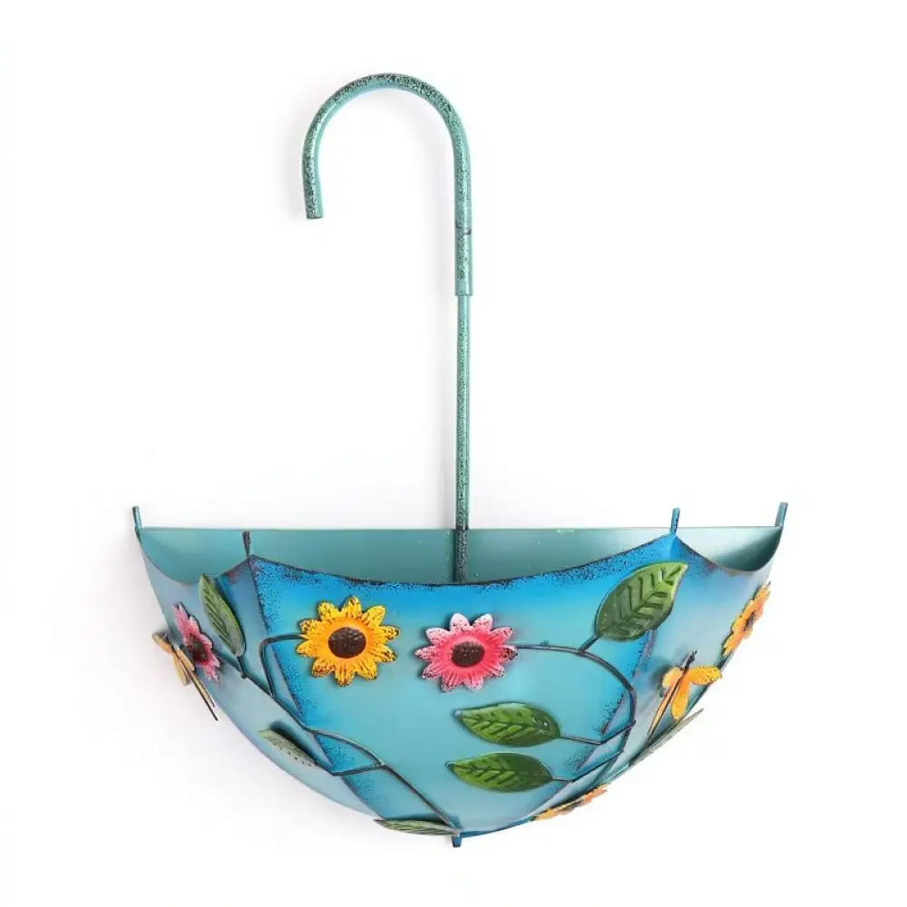 Creative Umbrella Iron Flower Pot Metal Succulent Planter Decorative Outdoor Ornament For Garden Patio Yard
