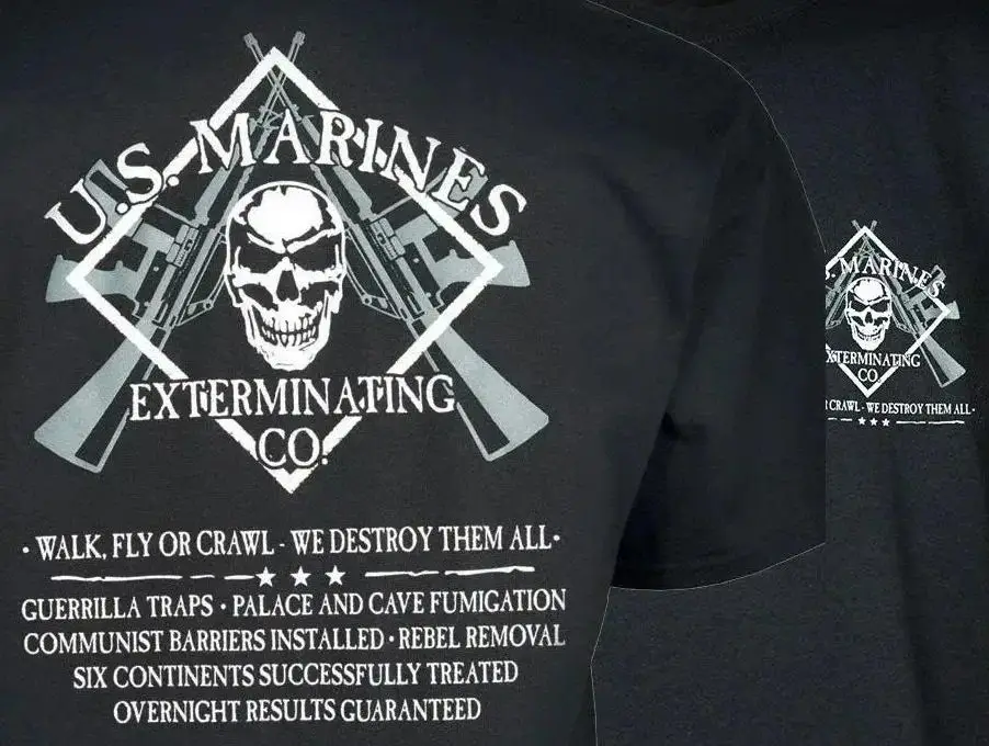 US Marine Exterminating Co T-Shirt 100% Cotton O-Neck Short Sleeve Casual Mens T-shirt Size S-3XL