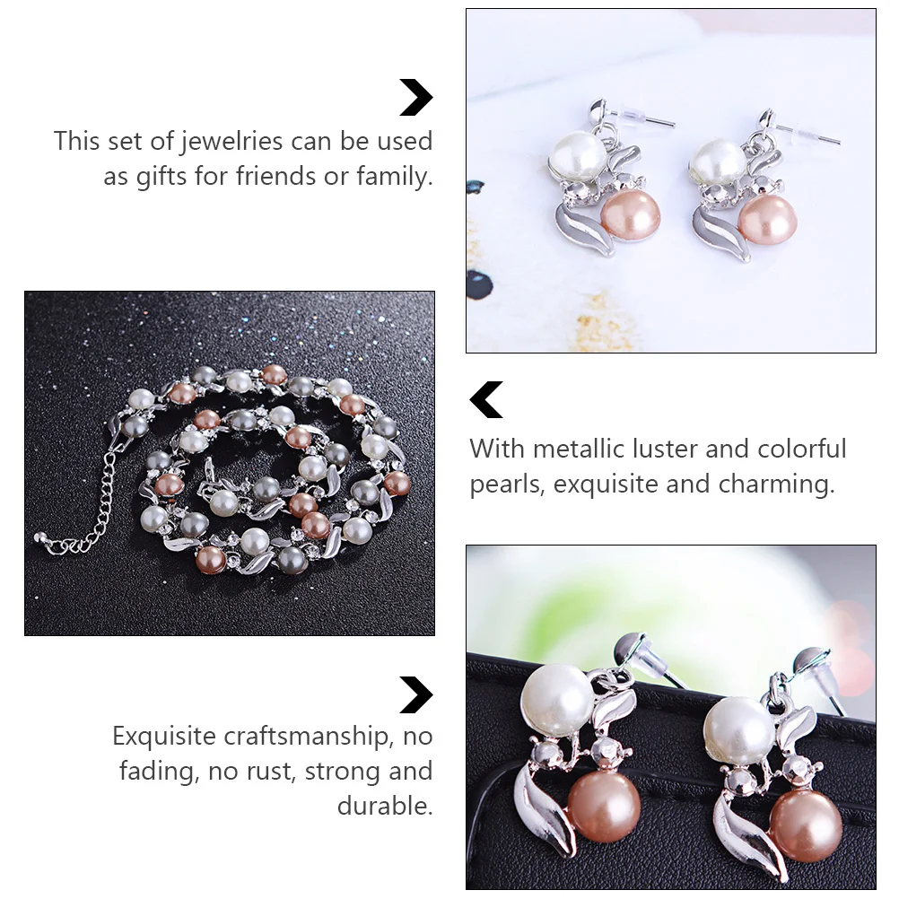 

1Set Pearl Necklace Earrings Set Alloy Jewelry for Women Beautiful Neck Decoration Stylish Ear Drops Chic Jewelry Accessories