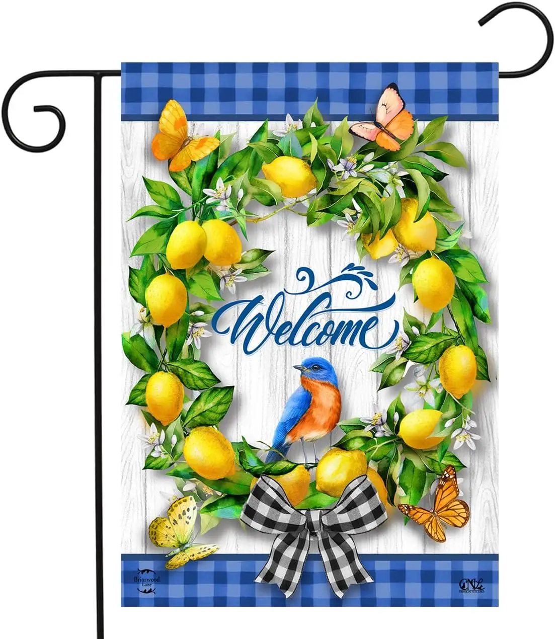 Briarwood Lane Lemon Wreath Spring Garden Flag Welcome Bluebird 12.5 x 18