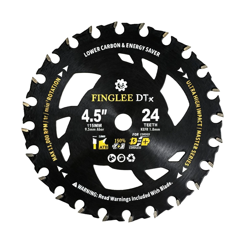 شفرة منشار دائري TCT مقاس 4.5 بوصة 24/36 أسنان للخشب والبلاستيك والكمبيوتر الشخصي والأكريليك والخشب الرقائقي وأربور 3/8 بوصة