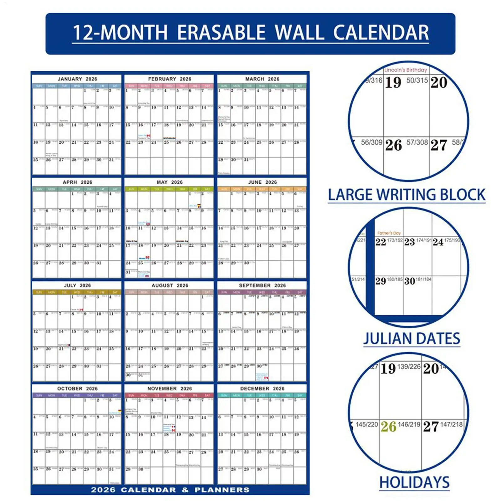 2026 Large Erasable Wall Calendar 5
