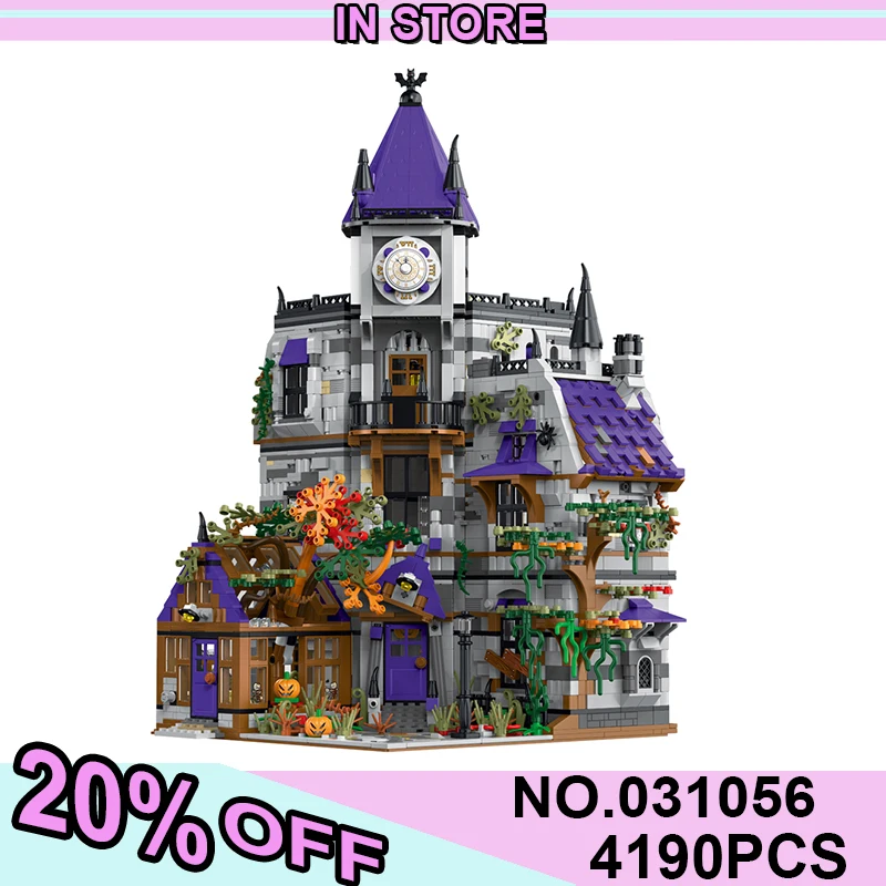 

With Light MOC 031056 4190PCS Creative House Model Mystery Mansion Building Blocks Brick Toys For Birthday Chrismas Gifts