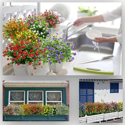 1 Bundle Artificial Flowers Outdoor UV Resistant Shrubs Plants Christmas Decorations for Home Garden Wedding  Flowers