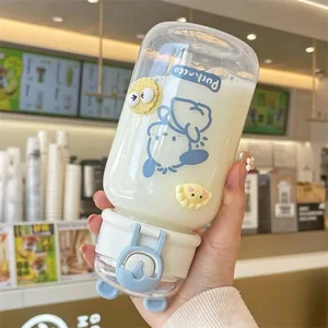 Sanrio Anime transparenter Strohschalter, Hello Kitty Pochacco, Cartoon Plastic Water Cup, Student Trinkstroh, tragbare Faust, 500 ml 6 Hauptverkaufskasse Canudo Kawaii - №1