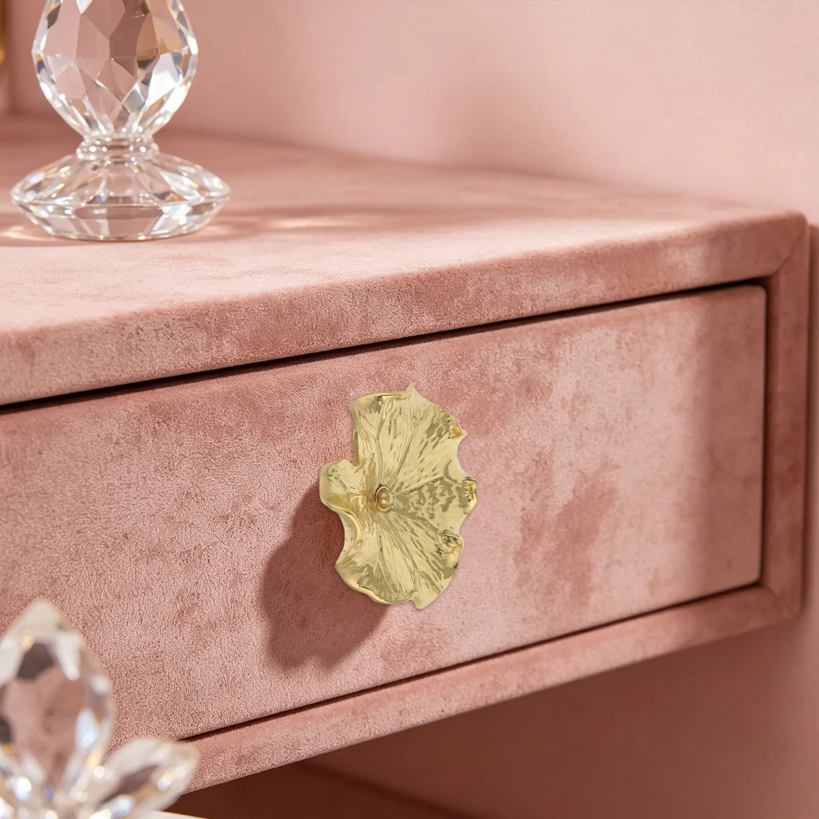 Solid Brass Lotus Leaf Drawer Pulls Decorative Gold Flower Knobs for Kitchen Cabinet Door Handles Dressers Wardrobes and