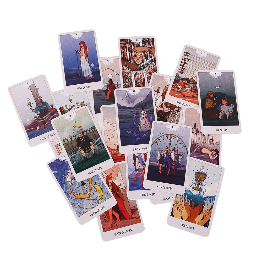 بطاقات التارو من White Numen: لعبة لوحة ترفيهية إنجليزية لنبوءة الحيوان المقدس 80 ورقة/صندوق