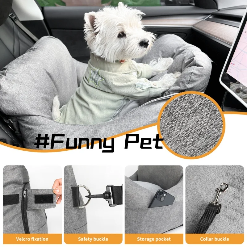 multipurpose Dog's bed and Sofa  vehicle-mounted Bed Pet's safety seat with collar buckle fully detachable easy clean keep warm