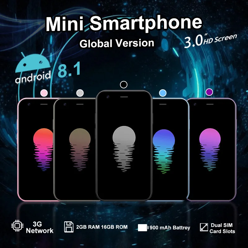 SOYES XS15 3G هاتف ذكي صغير ثنائي الشريحة 3.0 بوصة 2 جيجابايت رام 16 جيجابايت روم نظام تحديد المواقع واي فاي أندرويد 8.1 هاتف محمول رخيص