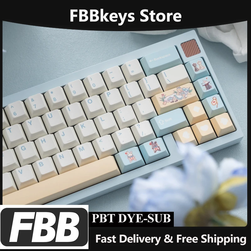 

FBB Keycaps Alice Theme Cherry Profile PBT Keycap For Cherry MX Switch Mechanical Keyboard Customized Cute DIY Girl Gift 1.7mm