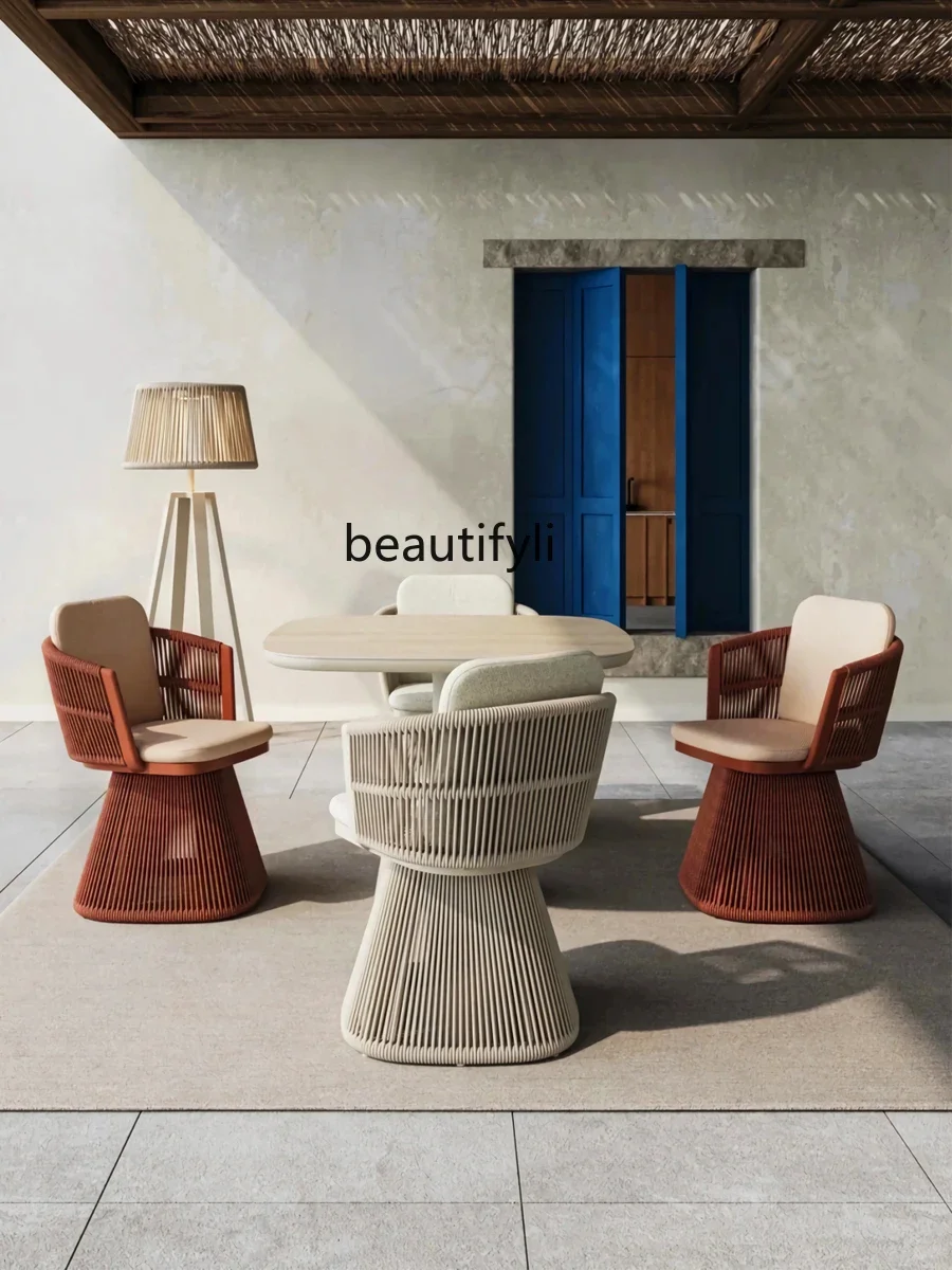 

xzOutdoor table and chairs courtyard villa hotel garden balcony single chair balcony three-piece set