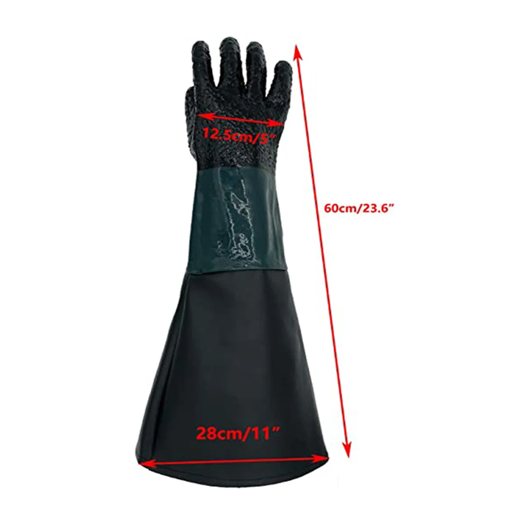 Imagem -06 - Confortável Costura Jateamento Luvas Pvc Preto e Algodão Areia Jateamento Luvas 60cm 236