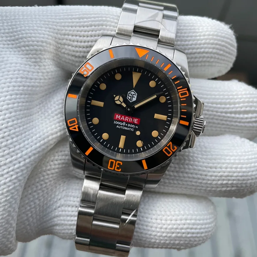 STEELFLY Men Automatic Watch 41mm Mechanical Wristwatch Diver 20ATM Waterproof C3 Luminous Sapphire Mirror NH35 Ceramic Bezel