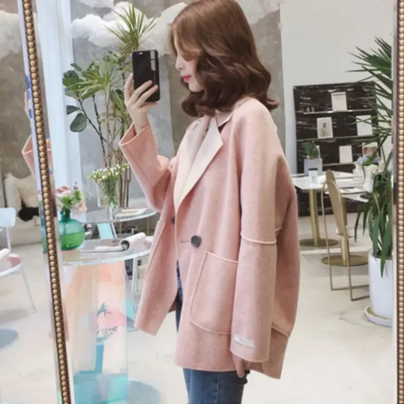 

Loose Short Ladies Jackets Half Cheap Fashion 2024 Hot on Sale Trendy Women's Blazer Wool & Blends Coat Medium Outerwears Luxury
