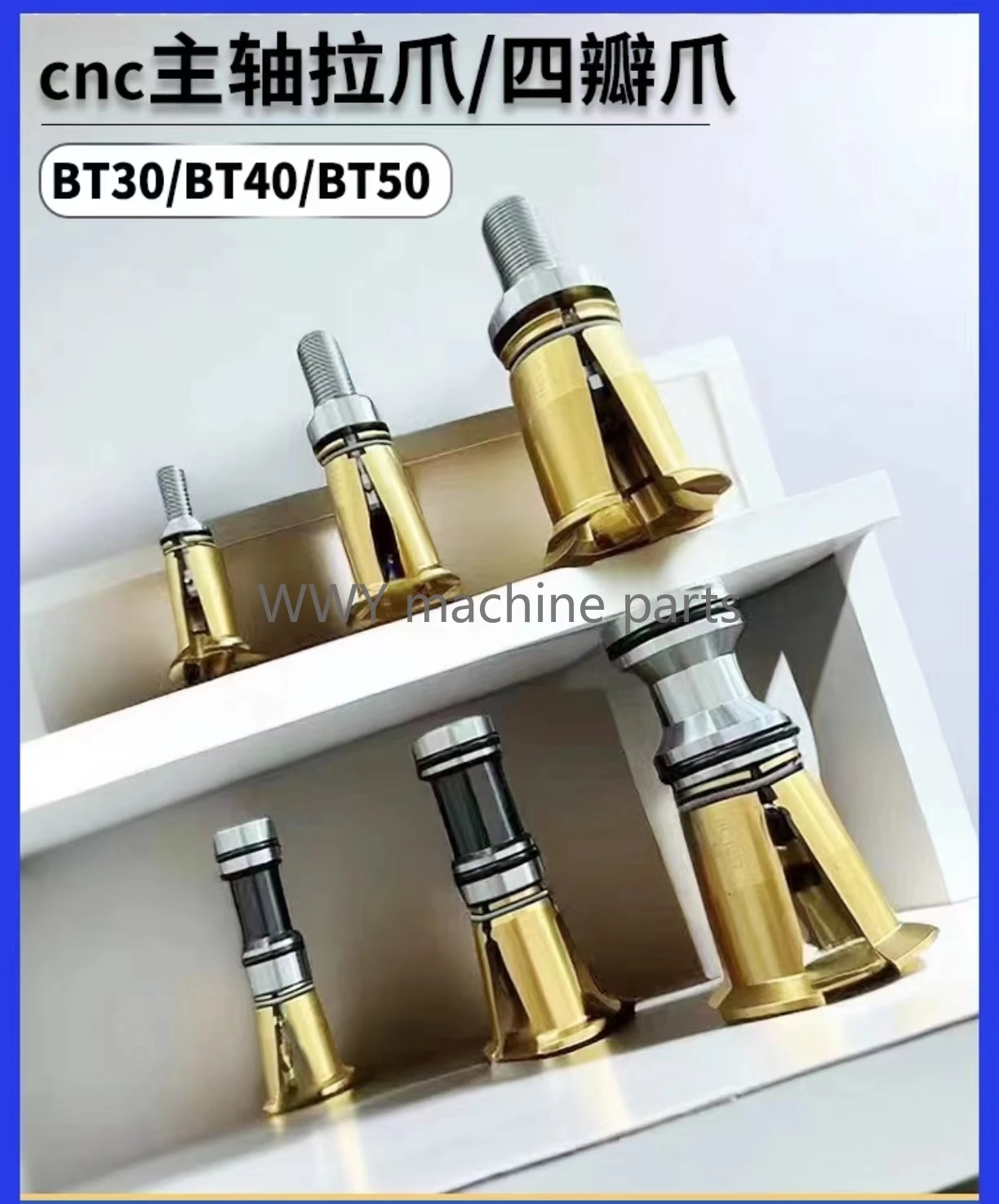 Chapeamento de Titânio Pull Claw Petal Clamp Cnc Spindle Alta Precisão Rosca Externa Bt30 Bt40 Bt50