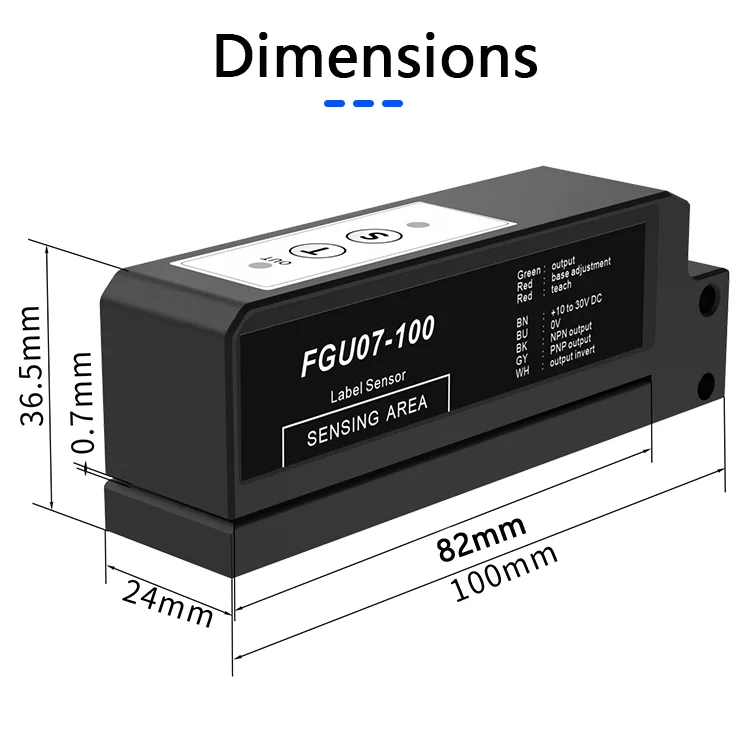 FUWEI FGU07-100 Transparent Label Detection for Labeling Machines Electric Eye Slot Type Label Sensor