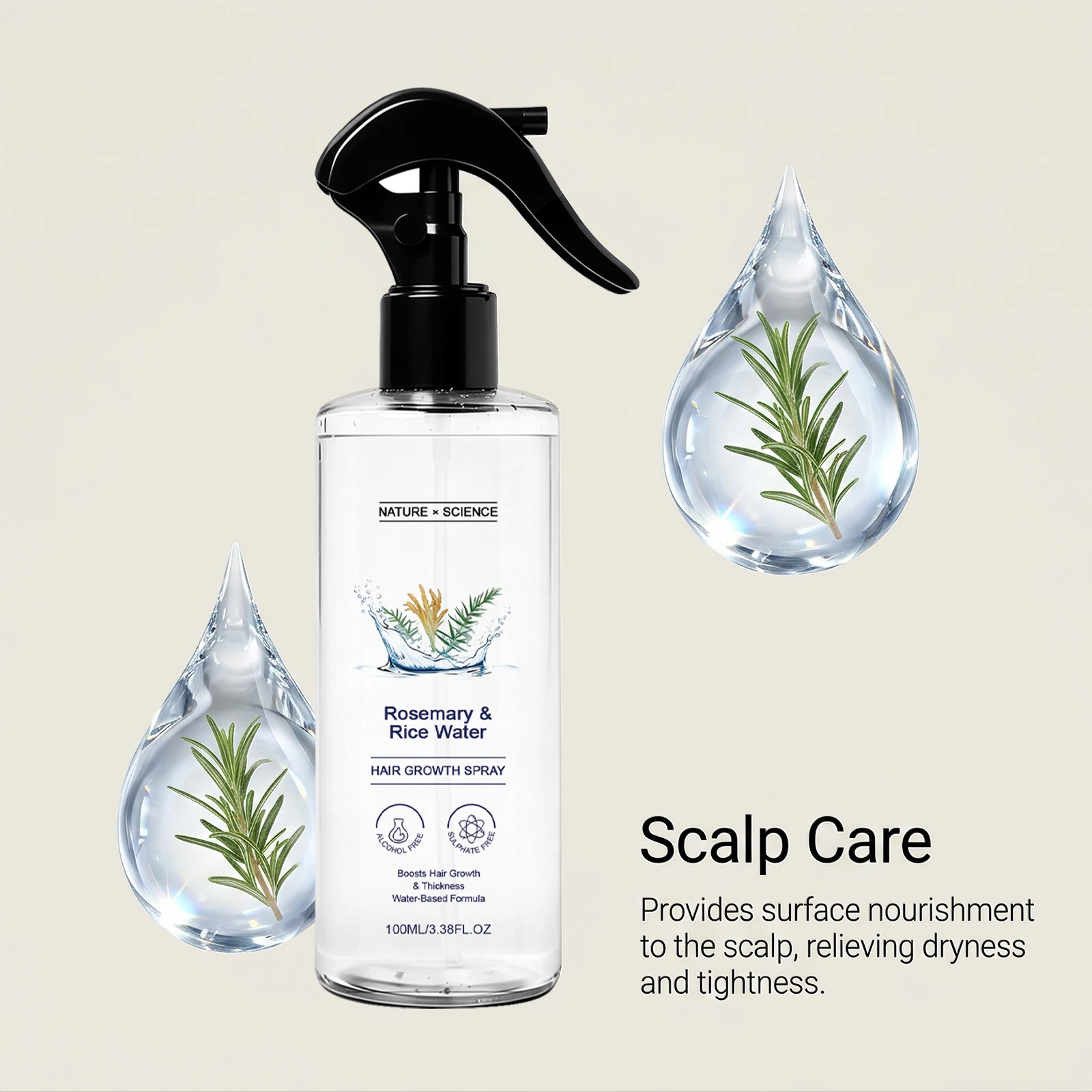 Non Greasy Rosemary Rice Water Hair Spray Scalp Nourishing Smoothing Volumizing Refreshing Scalp Care Leave In Hair Care