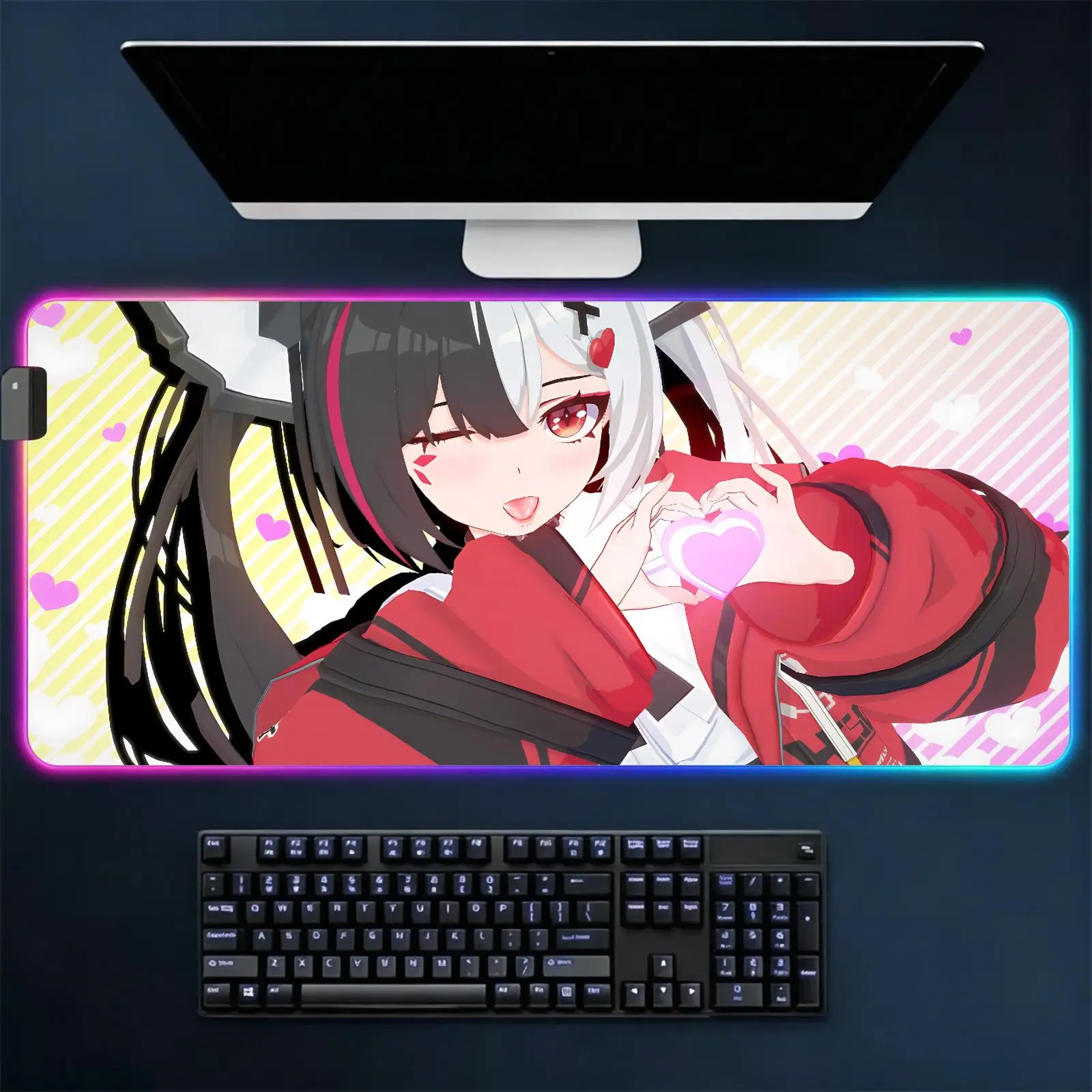 Game Neverness to Everness Mouse Pad RGB Color Changing Gaming Mouse Pad, Stitched Edges, XXL Large Keyboard Desk Mat