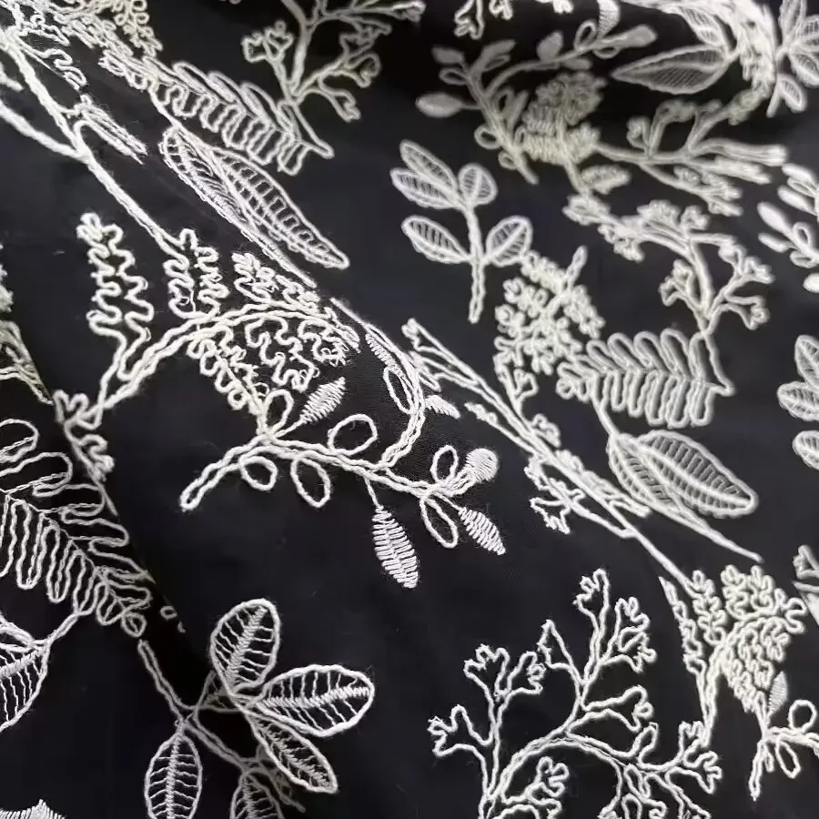 

Henry 100% Organic Cotton Thick Thread 3D Embroidery With Delicate Floral Branches For Bags And Dresses