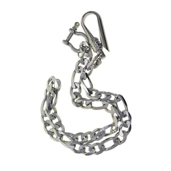 Stainless steel  wallet jean trousers biker keychains D joint shackle simple U 6mm wire U hook extra large cuban figaro chain