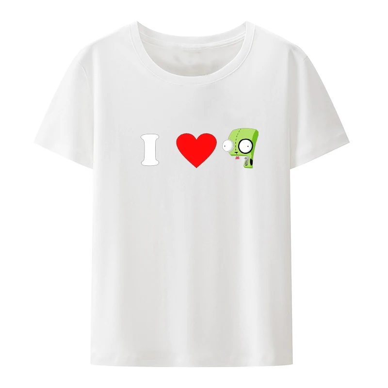 Invader Zim Grafische Kawaii Cartoon Printed T-shirt Top Koszulki Comfortable Short-sleev Graphic Tshirts Humor Breathable Style