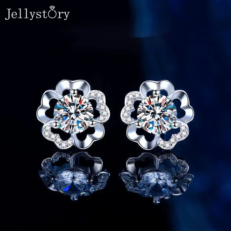 

Серьги JellyStory Vintage Plum Blossom, подарок на День святого Валентина для неё, из стерлингового серебра S925 с муассанитом, значимое ювелирное украшение