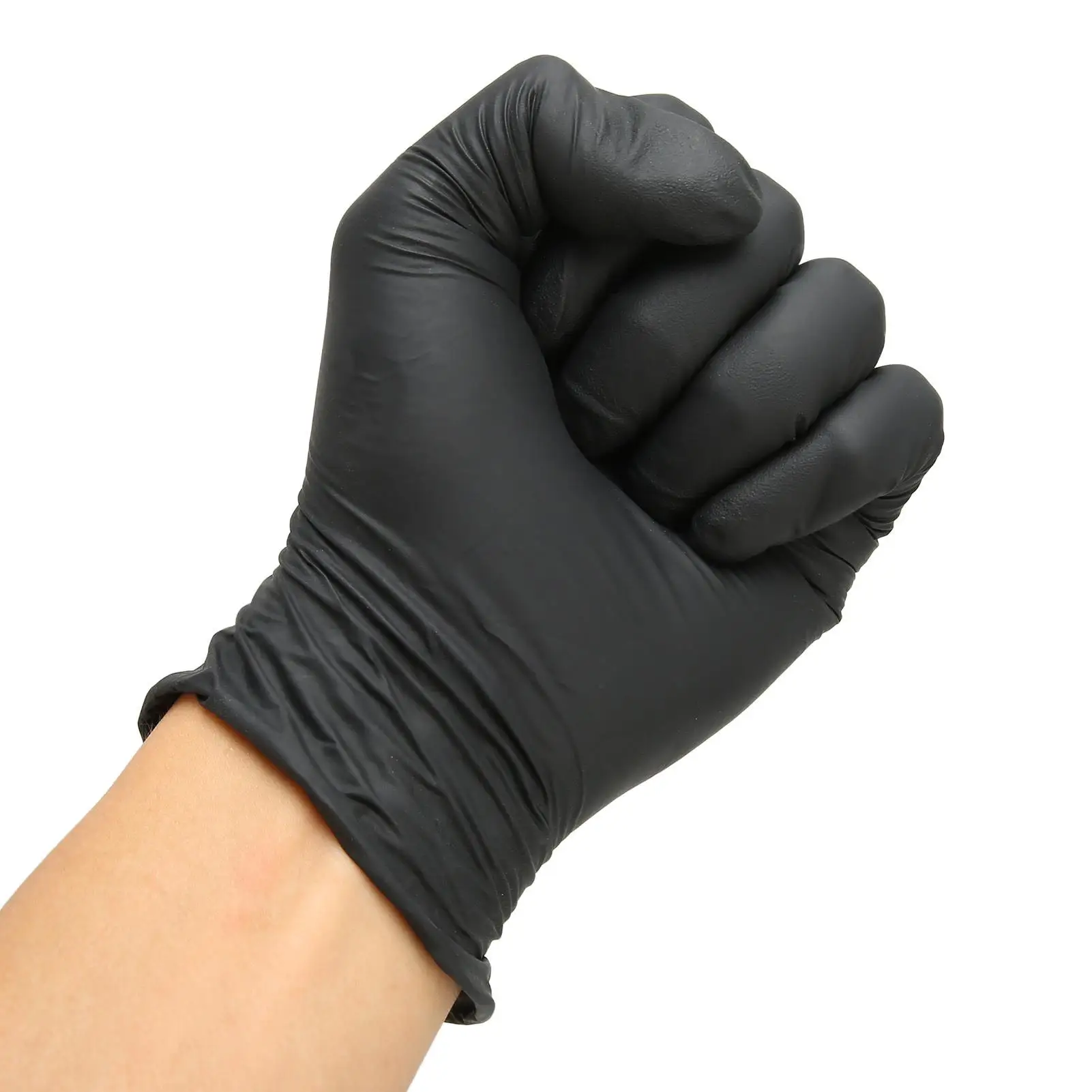 50pcs Black Disposable Rubber Gloves with Textured Fingertips for home Beauty Salon Nail Tools