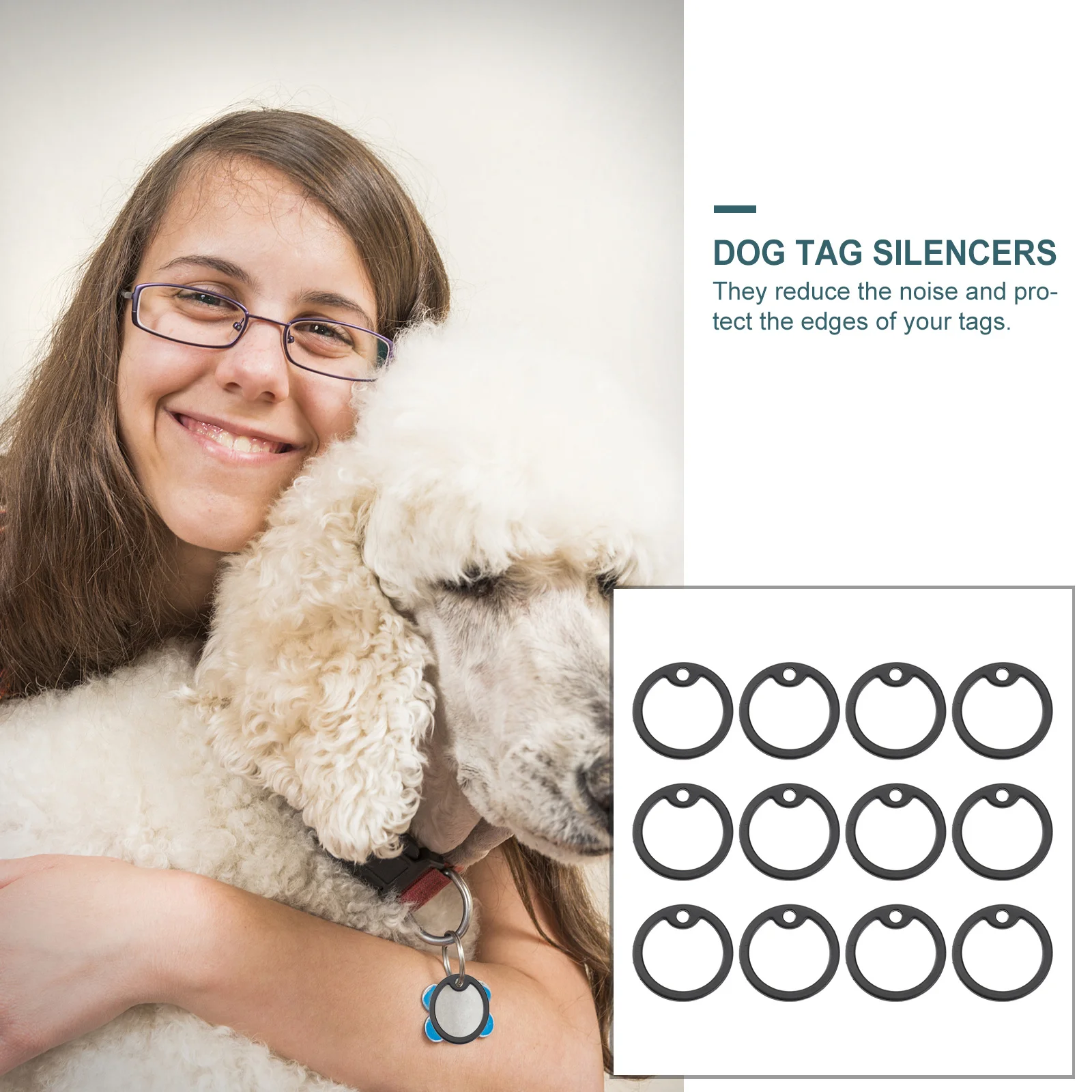 

12Pcs Dog Tag Silencers Round Stretchy Military Grade Tags Quiet Comfortable Edges Protector Pet Tag Silencers