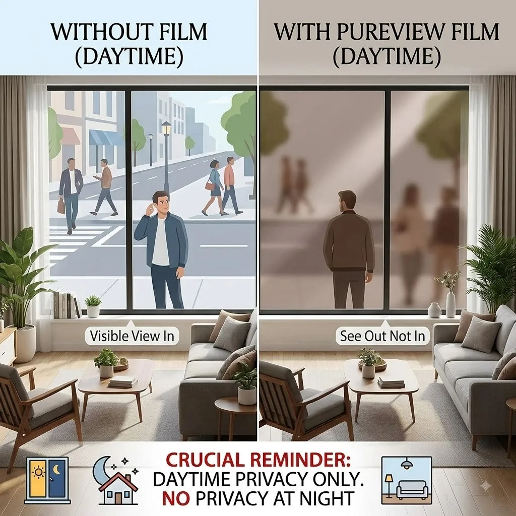 Static Cling Window Film Brown‑Silver One Way Mirror No Glue Heat Control Anti UV Privacy Glass Sticker Home Window Tint