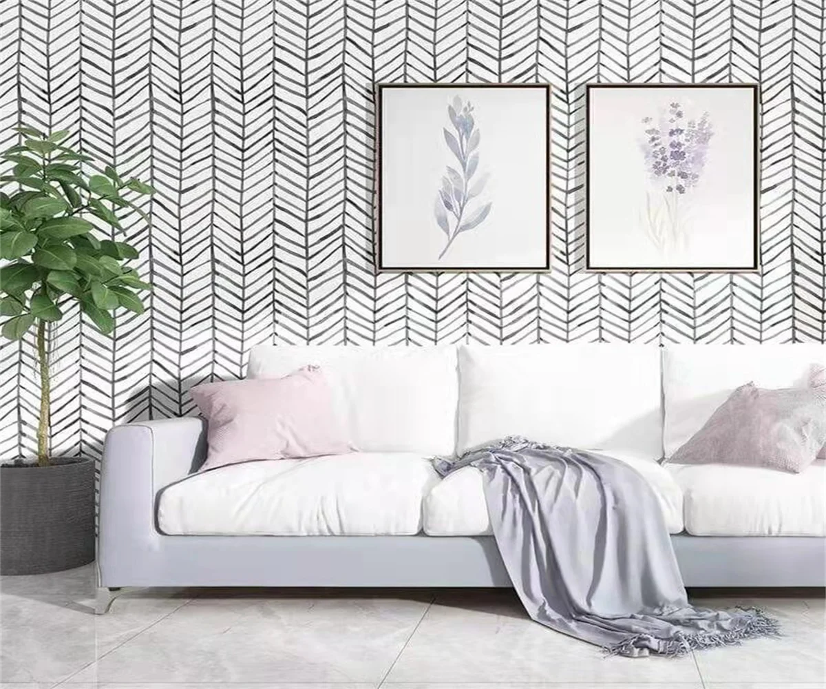 Custom Wall paper black and white geometric stripe Mural home decoration living room bedroom decoration Painting 3d Wallpaper