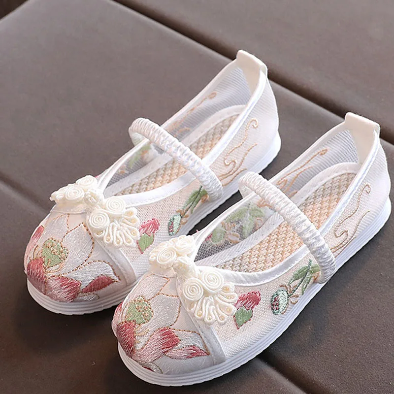 Children Summer Embroidery Shoes for Girls Princess Performance Shoes Chinese Vintage Handmade Kids Shoes Girl Sandals CSH1435