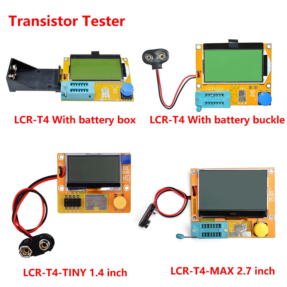 LCR-T4/LCR-T4-TINY/LCR-T4-MAX 1,4/2,7 дюймов ЖК-дисплей цифровой тестер транзисторов метр диод триод емкость ESR метр для MOSFET