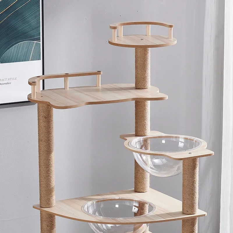 

A Cat Tower With Bowl Cat Tree Basket Toy Bed Hammock House Big Condo Tunnel Home Seethrough Ramp Outdoor Nest