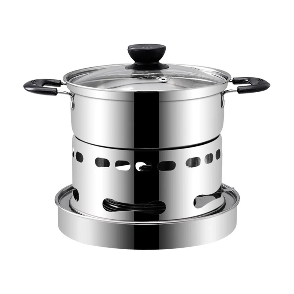 Juego de ollas y estufa de alcohol de acero inoxidable para exteriores, quemador portátil para barbacoa, camping, senderismo, picnic, utensilios de cocina, juego de ollas pequeñas.