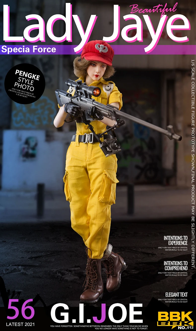 In Stock JEU BBK012 1/6 GIJOE Sniper Yellow Jumpsuit Female Warrior Full Set 12inch Action Figure Movable Dolls Toys