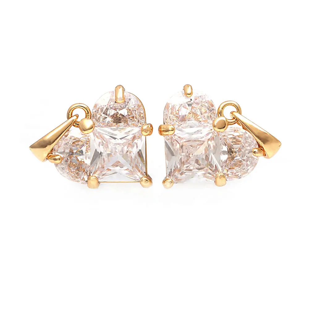 18K Gold Farbe Messing und Zirkon Herz Charms Anhänger Hochwertige Schmuckherstellung Halskette Ohrringe Zubehör für Frauen – Detail 26