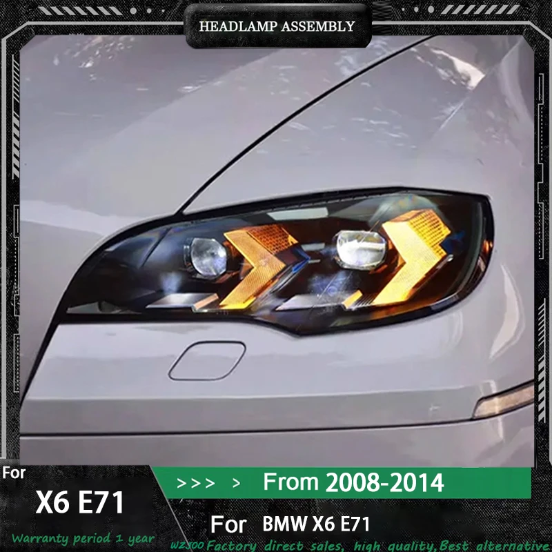 

Автомобильный фонарь для BMW E70 светодиодные фары 2007-2014 фары X5 E70 X6 E71 DRL указатель поворота дальнего света линза проектора ангельского глаз