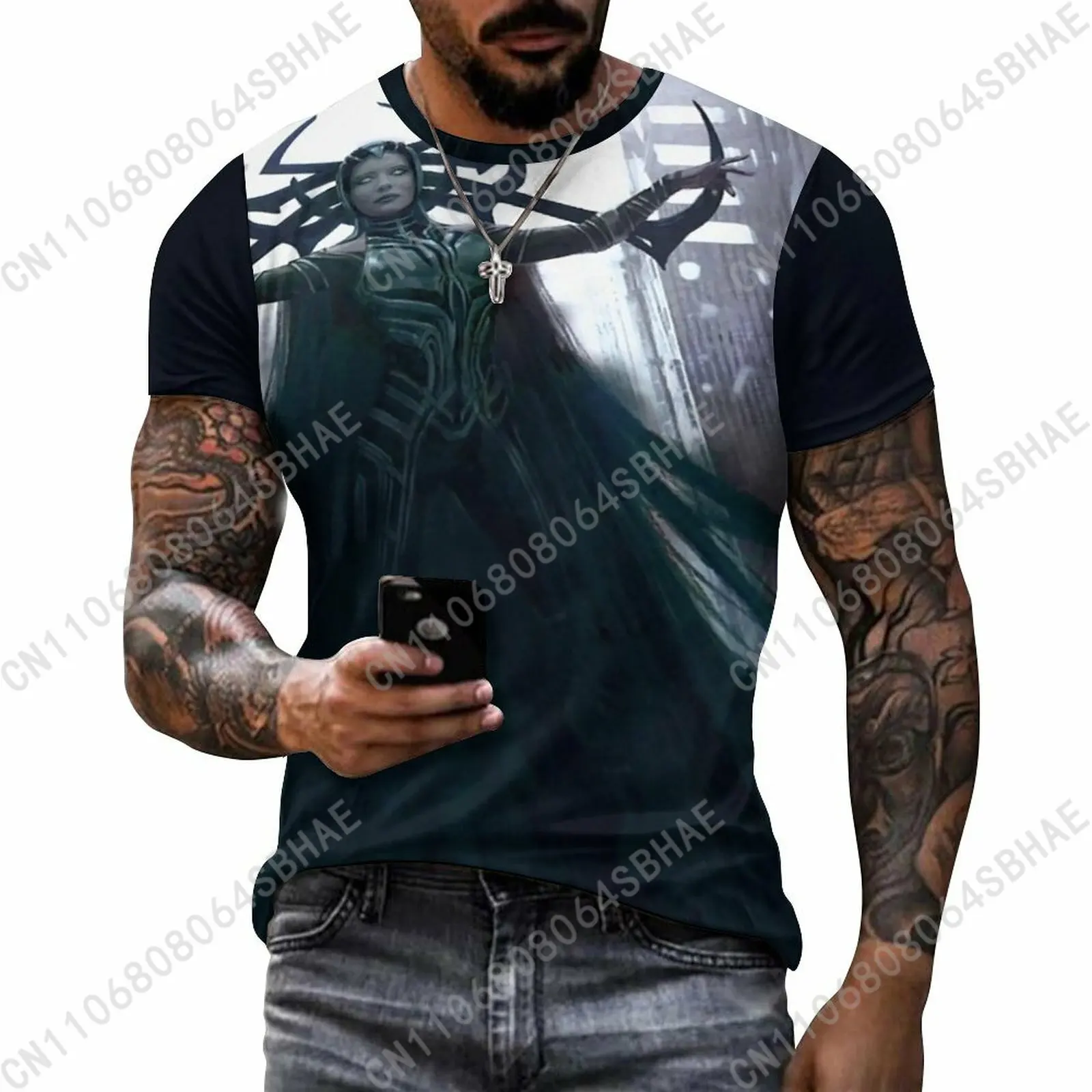 

Marvel Hela Custom Pattern Men's Cotton T-Shirt Short Sleeve Tee Men Tops Personalized Tshirt Summer Cosplay