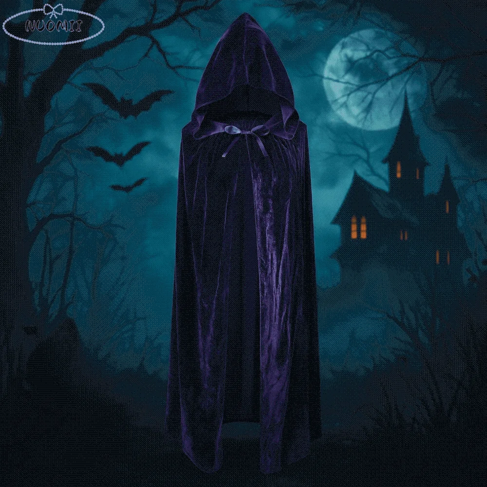 

Сплошной цвет бархатный плащ полная длина бархатный материал длинная накидка двусторонний дизайн роскошное качество костюм на Хэллоуин косплей мероприятия