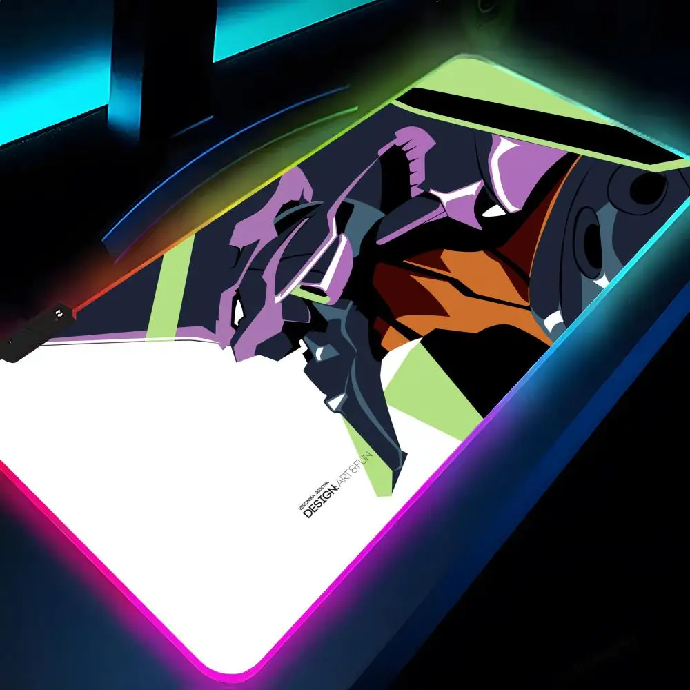 

E-Evangelions Mouse Pad Rgb Xxl Laptop Mat Gaming Mousepad Backlit Keyboard Gamer Girl Table Pads Desk