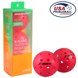 AMA Sport X-ACE Pickleballs 40 Hole Outdoor Pickleball Balls Crack-Resistant ONE Piece Balls 100% POP-Fuchsia