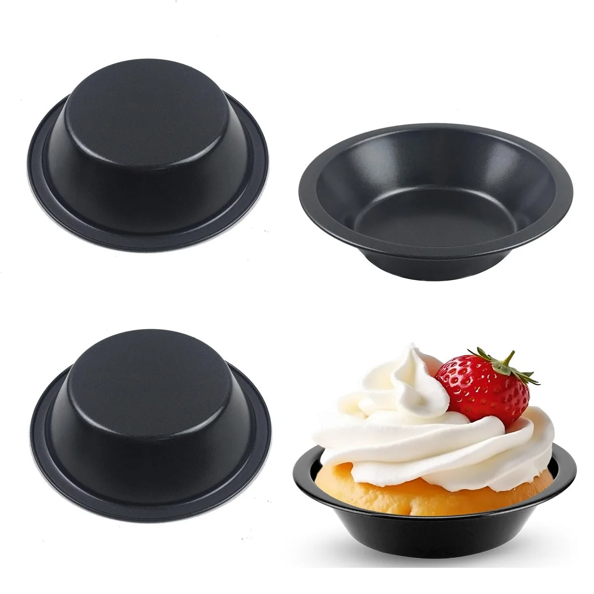 5 Inch Tart Pan Set 4 Pack Made from Carbon Steel for Baking Pies Tarts Quiches Cakes and Other Oven Prepared Pastries
