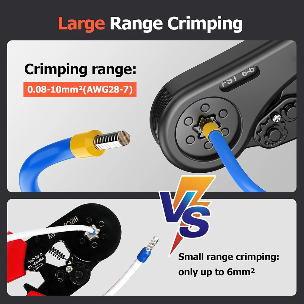 WOZOBUY Crimpzange FST 6-6 0,08–6 mm2 für Ferrule-Rohrklemmen Ferrule Crimpklemmen-Set Drahtkopf Elektriker-Werkzeug – Detail 4